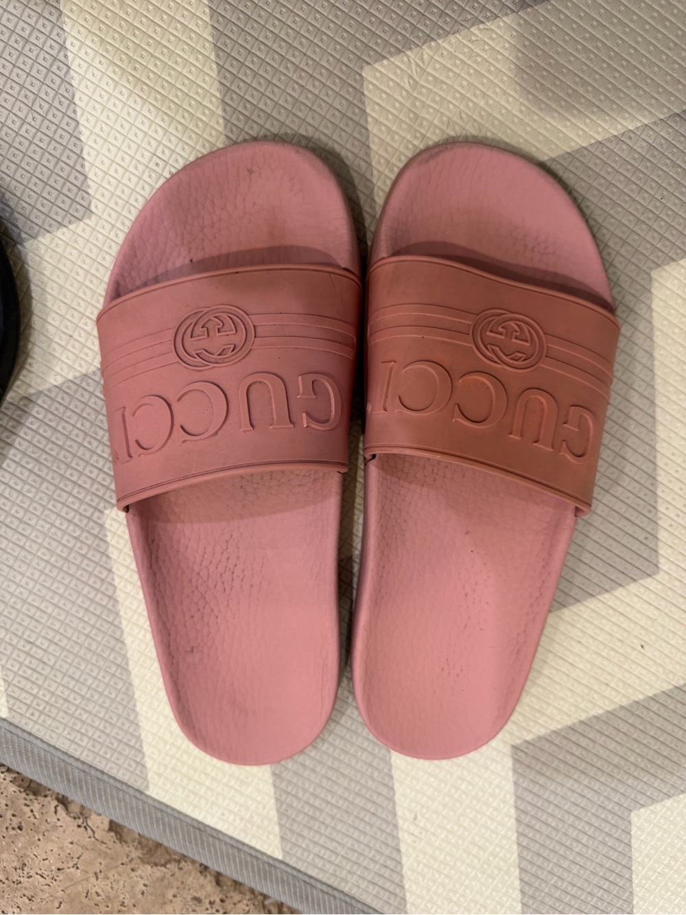 Gucci Blush Pink Logo Rubber Slide Sandals